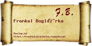 Frenkel Boglárka névjegykártya